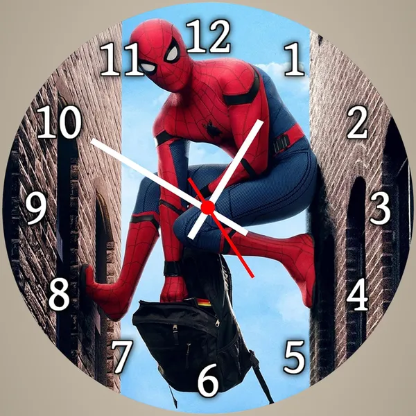 Multicolour_Spiderman_2_Round_Mdf_Wooden_Wall_Clock_Without_Glass_(28_Cm_X_28_Cm_X_1.5_Cm)...