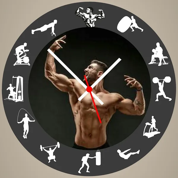 Multicolour_Gym_Lover_Round_Mdf_Wooden_Wall_Clock_Without_Glass_(28_Cm_X_28_Cm_X_1.5_Cm)_11_Inch_New_Look