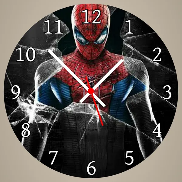 Multicolour_Spiderman_Round_Mdf_Wooden_Wall_Clock_Without_Glass_(28_Cm_X_28_Cm_X_1.5_Cm)_Modern_Look_Clock