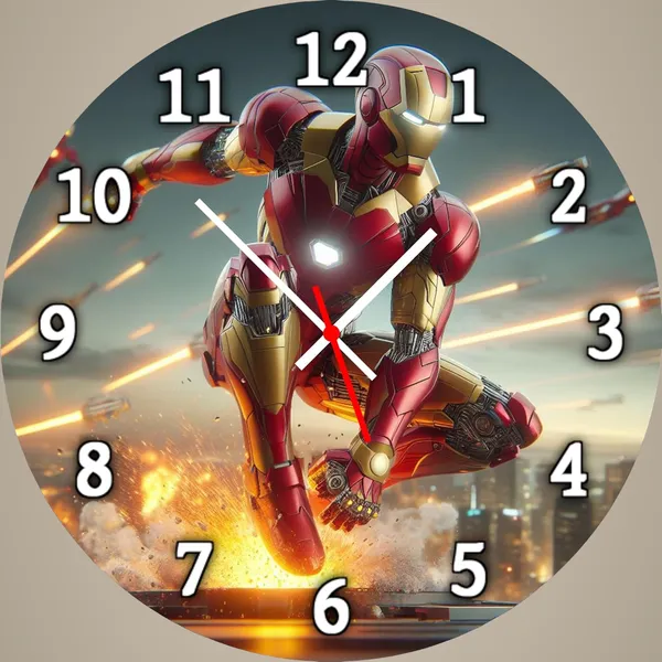 Multicolour_Ironman_Mdf_Wooden_Wall_Clock_Without_Glass_(25.4_Cm_X_25.4_Cm_X_1.5_Cm)_Modern_Look_Clock_Dc_Quality