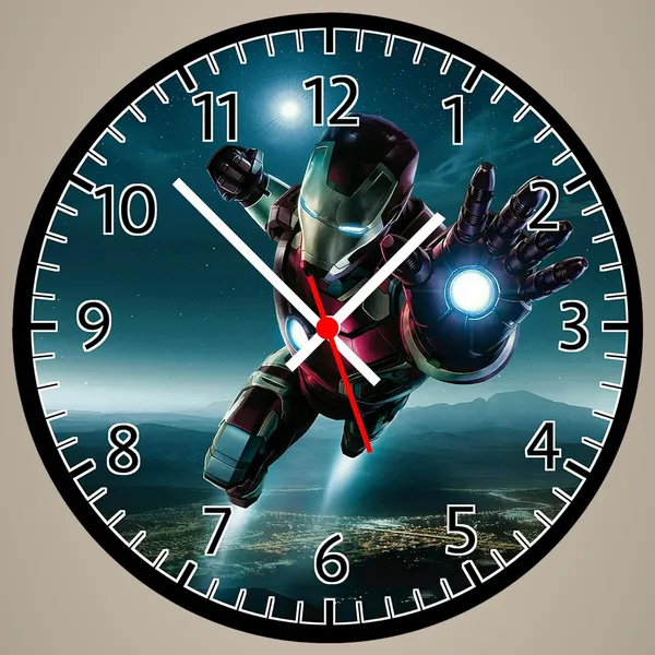 Multicolour_Iron_Man_Round_Mdf_Wooden_Wall_Clock_Without_Glass_(28_Cm_X_28_Cm_X_1.5_Cm)_Modern