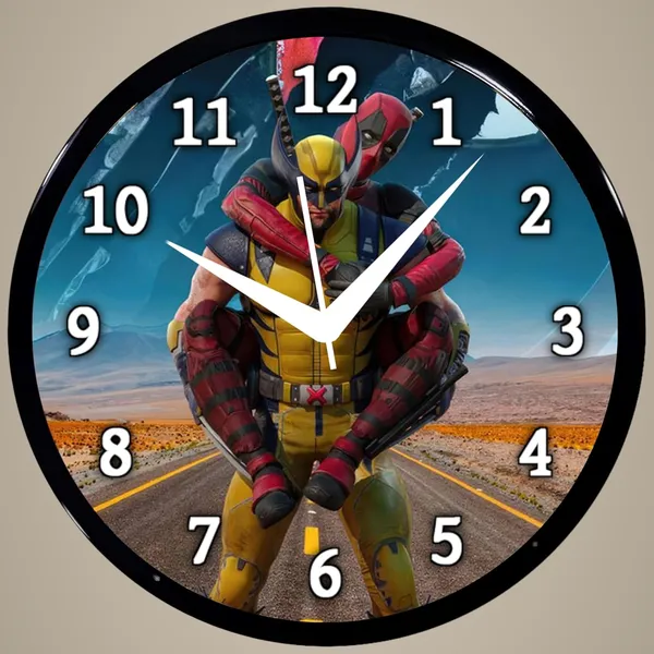 Multicolour_Dadpool_&_Wolverine_01_Abs_Plastic_Wall_Clock_With_Glass_In_Front_28_X28_X_6_Cm