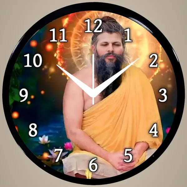 Multicolour_Sant_Shri_Hit_Premanand_Govind_Sharan_Ji_Maharaj_Abs_Plastic_Wall_Clock_With_Glass_In_Front_28_X_28_X_6_Cm_New