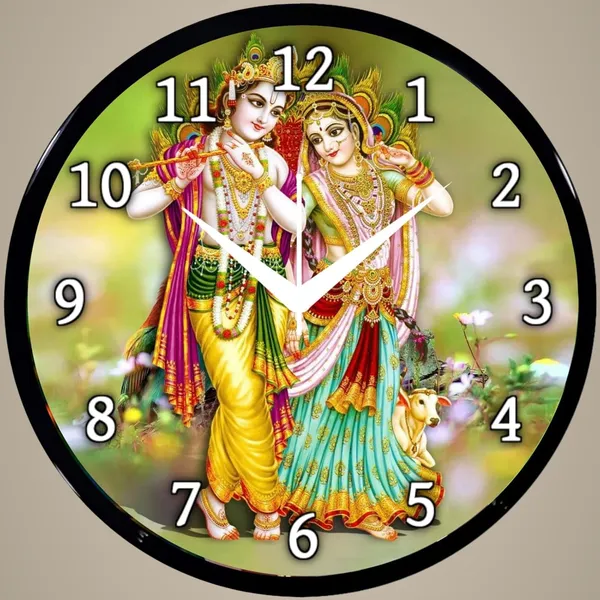 Multicolour_Round_Wall_Clock_28_X_28_X_6_Cm,_Abs_Plastic_Frame_With_Glass_Front_Modern_Decorative_Clock_For_Home,_Office,_Living_Room_(Radhe_Krishna)