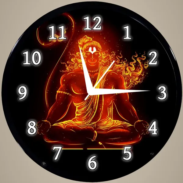Multicolour_Round_Wall_Clock_28_X_28_X_6_Cm,_Abs_Plastic_Frame_With_Glass_Front_Modern_Decorative_Clock_For_Home,_Office,_Living_Room_(Hanuman_Ji)
