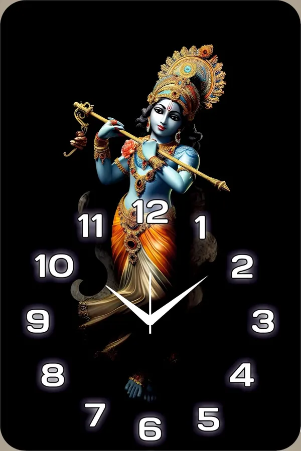 Multicolour_Krishna_God_Wood_Wall_Clock_Without_Glass_Matt_Lamition_Size_12_X18_Inch...Look_Awesome_At_Home/Ofiice_Etc.