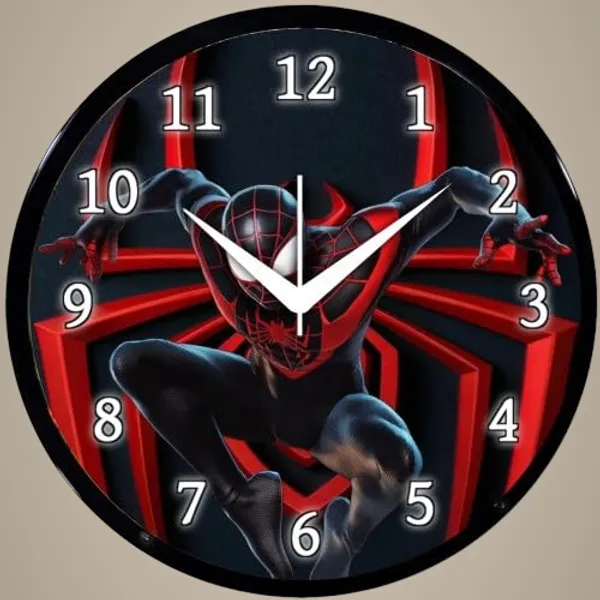 Multicolour_Round_Wall_Clock_Spider_Man_26_X_26_X_6_Cm,_Abs_Plastic_Frame_With_Glass_Front_Modern_Decorative_Clock_For_Home,_Office,_Living_Room