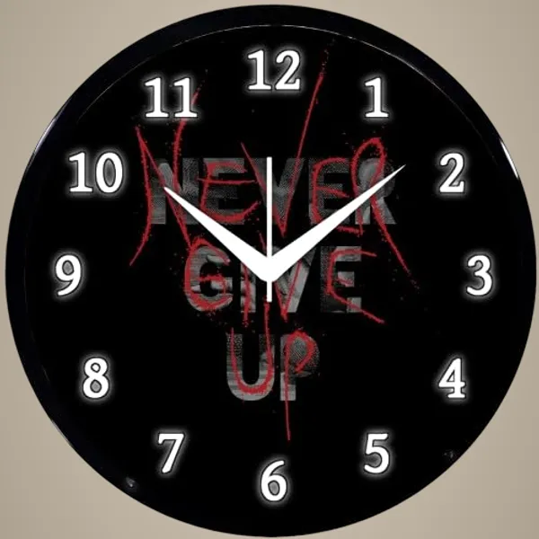 Multicolour_Round_Wall_Clock_Never_Give_Up_2_26_X_26_X_6_Cm,_Abs_Plastic_Frame_With_Glass_Front_Modern_Decorative_Clock_For_Home,_Office,_Living_Room