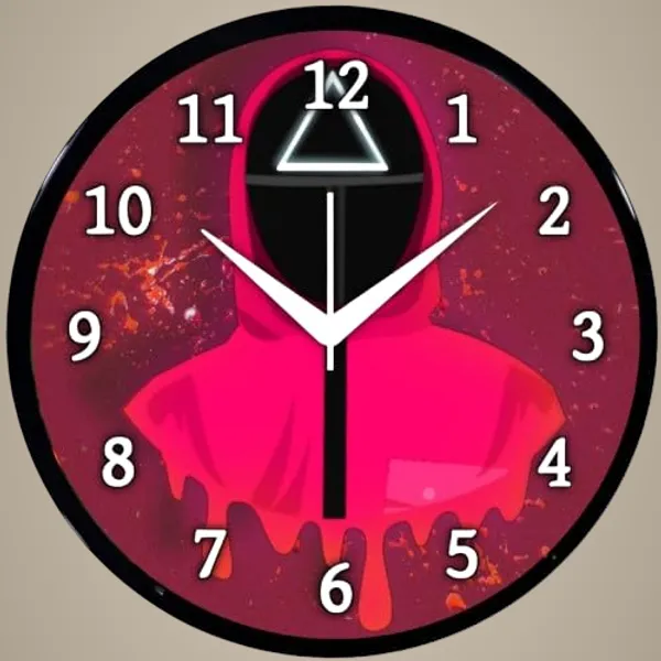 Multicolour_Round_Wall_Clock_Squid_Game_26_X_26_X_6_Cm,_Abs_Plastic_Frame_With_Glass_Front_Modern_Decorative_Clock_For_Home,_Office,_Living_Room