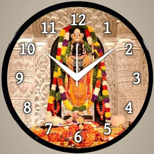 Multicolour_Round_Wall_Clock_Ram_Ji_26_X_26_X_6_Cm,_Abs_Plastic_Frame_With_Glass_Front_Modern_Decorative_Clock_For_Home,_Office,_Living_Room