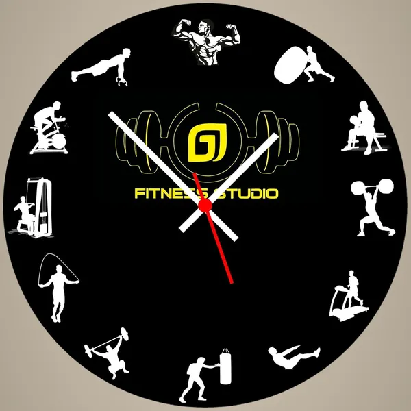 Multicolour_Gym_New_Look_Round_Mdf_Wooden_Wall_Clock_Without_Glass_28_Cm_Decorative_Analog_Wall_Clock_For_Home,_Gym,_Office_Modern_Fitness_Theme_Design