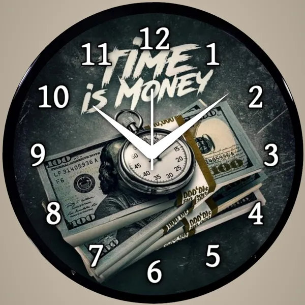 Multicolour_Time_Is_Money_Motivational_Wall_Clock_|_Round_Analog_Decorative_Clock_With_Abs_Plastic_Frame_&_Glass_Front_|_Silent_Tik-Tik_Movement_For_Home,_Bedroom,_Living_Room_&_Office_(26_X_26_X_6_Cm)