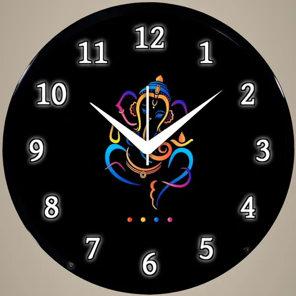 Multicolour_Lord_Ganesha_Wall_Clock_|_Round_Analog_Decorative_Clock_With_Abs_Plastic_Frame_&_Glass_Front_|_Stylish_Spiritual_Wall_Decor_For_Home,_Bedroom,_Living_Room_&_Office_(26_X_26_X_6_Cm)