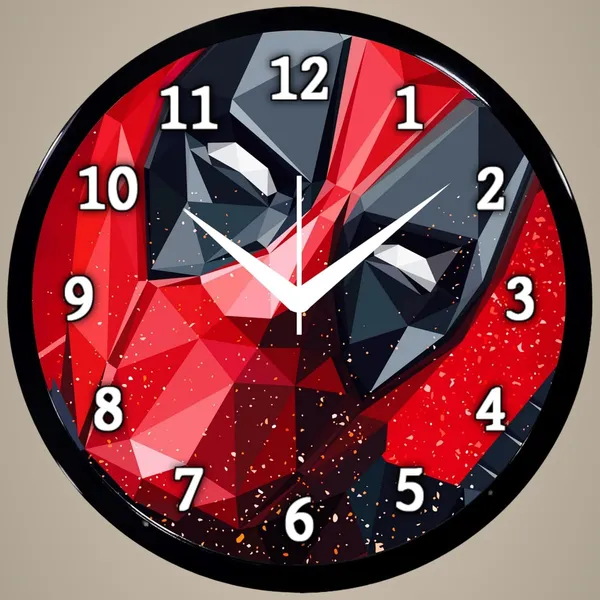 Multicolour_Red_Dedpolcartoon_Wall_Clock_28_X_28_X_6_Cm_-_Superhero_Face_Design_Round_Clock_For_Kids_Room,_Bedroom_&_Home_Decor