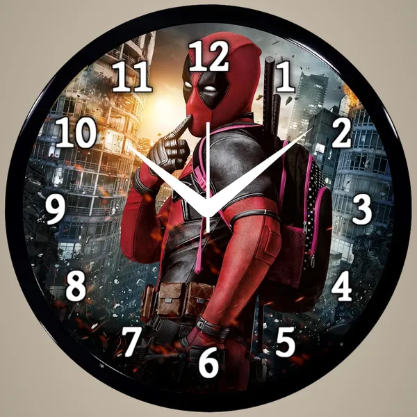 Multicolour_Dedpol_Cartoon_Wall_Clock_28_X_28_X_6_Cm_-_Superhero_Design_Round_Clock_For_Kids_Room,_Bedroom_&_Home_Decor