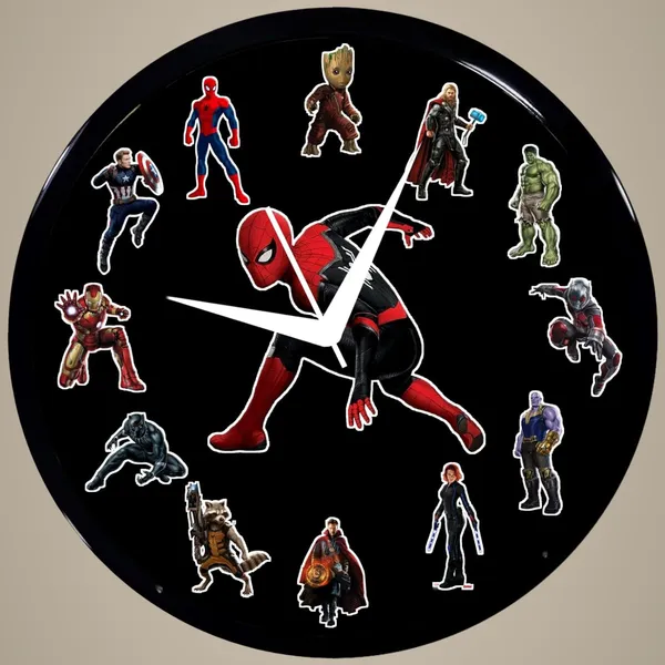 Multicolour_Round_Wall_Clock_28_X_28_X_6_Cm_|Superheroavengrs_Themed_Analog_Decorative_Clock_|_Stylish_Wall_Decor_For_Kids_Room,_Bedroom,_Living_Room_&_Office