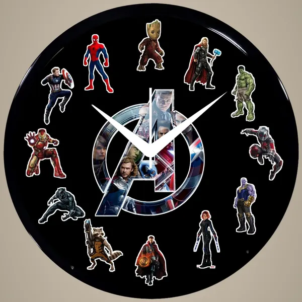 Multicolour_Round_Wall_Clock_28_X_28_X_6_Cm_|_Superhero_Avengrsthemed_Analog_Decorative_Clock_|_Stylish_Wall_Decor_For_Kids_Room,_Bedroom,_Living_Room_&_Office