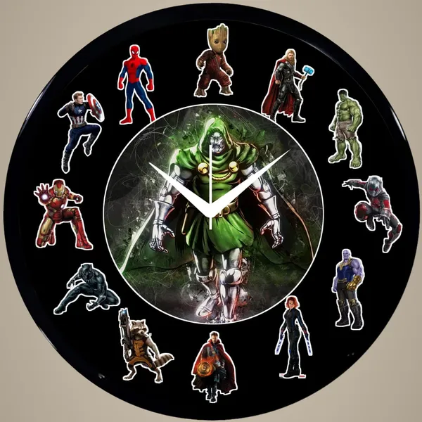 Multicolour_Round_Wall_Clock_28_X_28_X_6_Cm_|_Superheroavengs_Villain_Doom_Themed_Analog_Decorative_Clock_|_Stylish_Wall_Decor_For_Kids_Room,_Bedroom,_Living_Room_&_Office