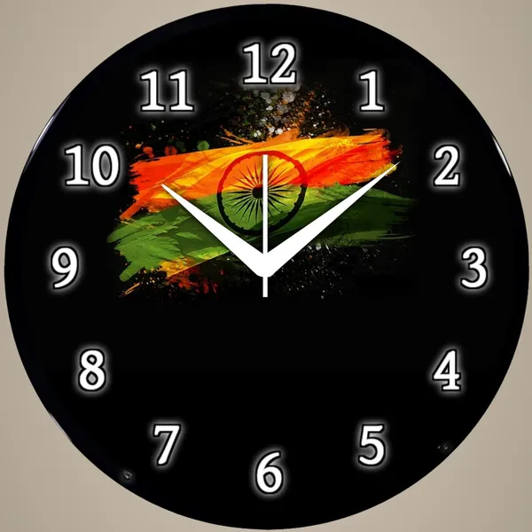 Multicolour_Decorative_Wall_Clock_26_X_26_X_6_Cm_Black_Round_Design_With_Indian_Flag_Tricolor_Theme_&_Ashoka_Chakra_Stylish_Wall_Decor_For_Home,_Office,_Living_Room_&_Study