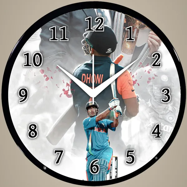 Multicolour_Ms_Dhoni_Cricket_Wall_Clock_26_X_26_Cm_Round_Analog_Clock_For_Home_&_Office_|_Stylish_Decorative_Cricket_Fan_Gift