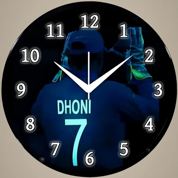 Multicolour_Ms_Dhoni_Wall_Clock_26_X_26_Cm_Decorative_Analog_Wall_Clock_For_Home,_Bedroom,_Living_Room_&_Office_Decor