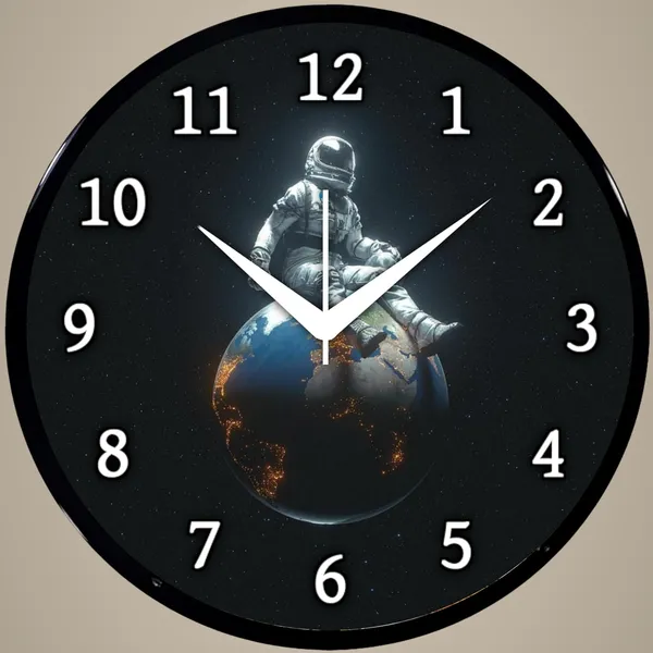 Multicolour_Astronaut_Sitting_On_Earth_Wall_Clock_For_Home_&_Office_|_Space_Theme_Decorative_Analog_Wall_Clock_For_Living_Room,_Bedroom_&_Kids_Room