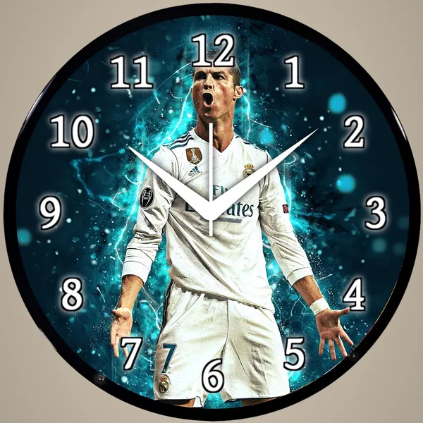 Multicolour_Cristiano_Ronaldo_Wall_Clock_Football_Star_Real_Madrid_Theme_Round_Analog_Clock_For_Bedroom,_Living_Room_&_Sports_Lovers_Decor_(26_X_26_X_6_Cm)