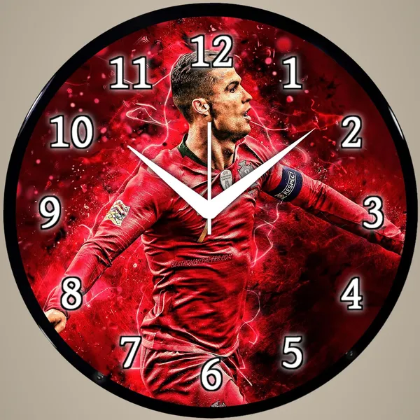 Multicolour_Cristiano_Ronaldo_Wall_Clock_Football_Star_Theme_Round_Analog_Clock_For_Bedroom,_Living_Room_&_Sports_Lovers_Decor_(26_X_26_X_6_Cm)