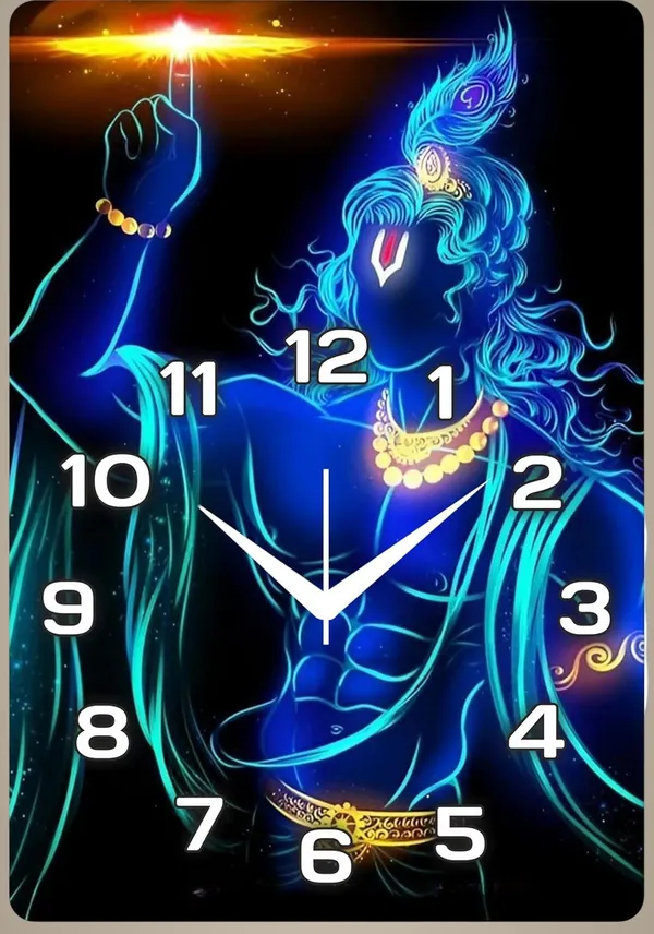 Multicolour_Krishna_New_God_Wood_Wall_Clock_Without_Glass_Matt_Lamition_Size_12_X18_Inch...Look_Awesome_At_Home/Ofiice_Etc._New