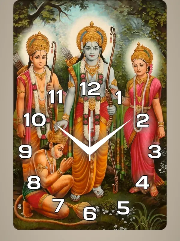 Multicolour_Shree_Ram_Darbar_Mdf_Wooden_Wall_Clock_|_12_X_18_Inch_Rectangle_Religious_Decorative_Clock_For_Home,_Temple_&_Gift
