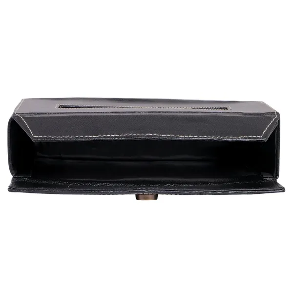 Indha_Handcrafted_Vegan_Leather_Tissue_Box_Holder_|_Refillable_Napkin_Case_with_Magnetic_Lock,_Includes_100_Tissue_Papers_|_Black_Rectangle_Design_for_Home_&_Office_Decor