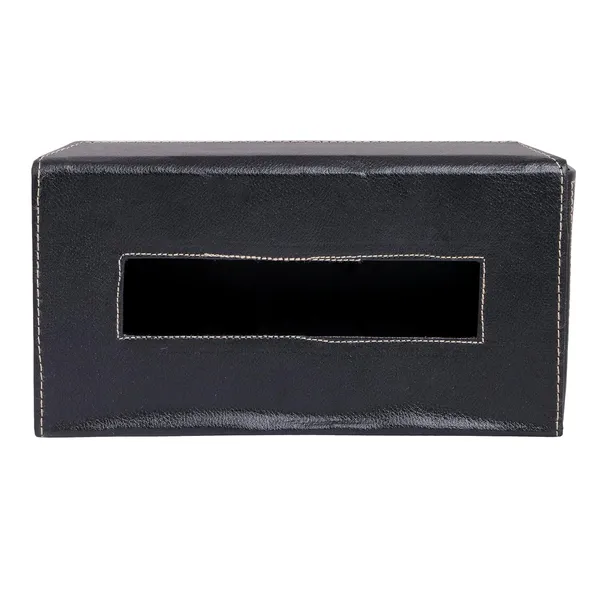 Indha_Handcrafted_Vegan_Leather_Tissue_Box_Holder_|_Refillable_Napkin_Case_with_Magnetic_Lock,_Includes_100_Tissue_Papers_|_Black_Rectangle_Design_for_Home_&_Office_Decor