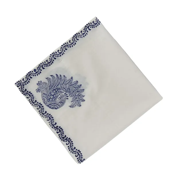 Indha_Hand_Block_Printed_Cotton_Napkin_Set|_Blue_Peacock_Block_Print|Handmade|Home_Utility