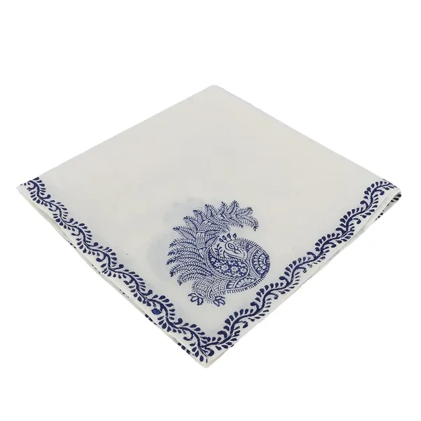 Indha_Hand_Block_Printed_Cotton_Napkin_Set|_Blue_Peacock_Block_Print|Handmade|Home_Utility