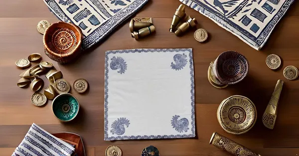Indha_Hand_Block_Printed_Cotton_Napkin_Set|_Blue_Peacock_Block_Print|Handmade|Home_Utility