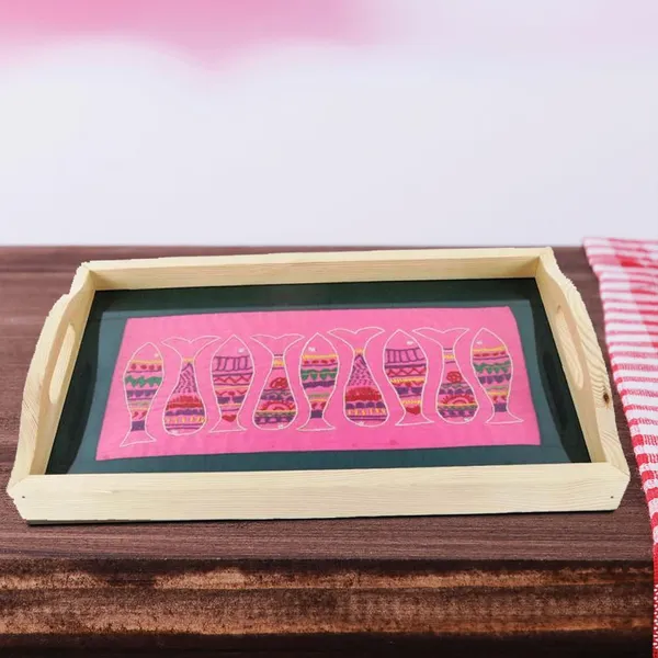 Indha_Handcrafted_Pine_Wood_Serving_Tray_–_Fish_Embroidery_on_Dupion_Silk_Under_Glass_|_Decorative_Tray_for_Dining_Table,_Coffee_Table,_Home_Decor_&_Gifting