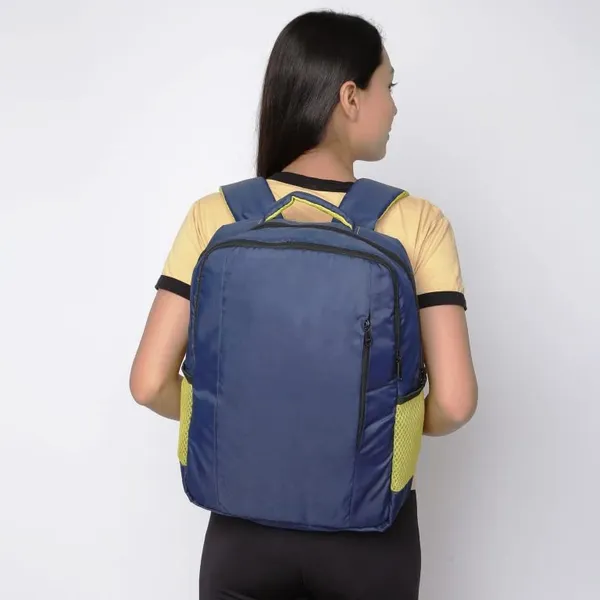 INDHA_17_Inch_Laptop_Backpack_|_18L_Waterproof_Tetron_Fabric_Travel,_Office_&_School_Bag_|_Multi-Pocket_Backpack_for_Men_&_Women_|_Handmade_by_Rural_Artisans_(Blue_&_Green)