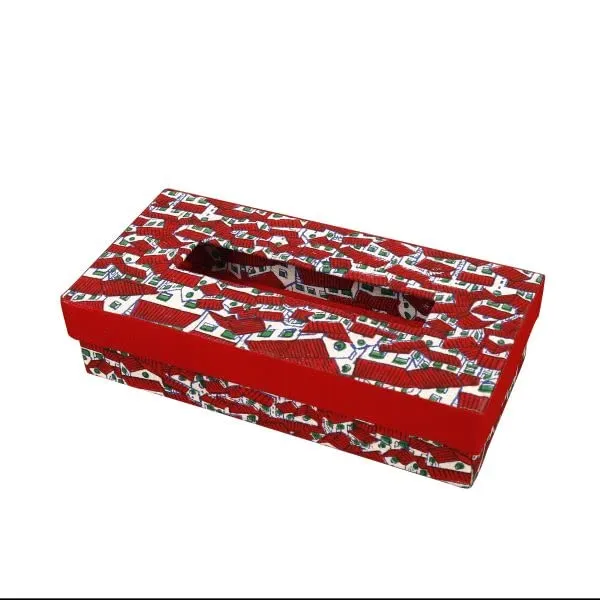 Indha_Handcrafted_Tissue_Paper_Holder_Box_|_Paper_Napkin_Holder_|_Tissue_Dispenser_Organizer_for_Car_Home_Hotel_Dinning_Table_(Huts_Print_Maroon)