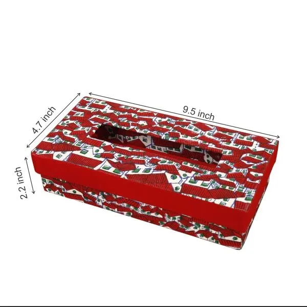 Indha_Handcrafted_Tissue_Paper_Holder_Box_|_Paper_Napkin_Holder_|_Tissue_Dispenser_Organizer_for_Car_Home_Hotel_Dinning_Table_(Huts_Print_Maroon)