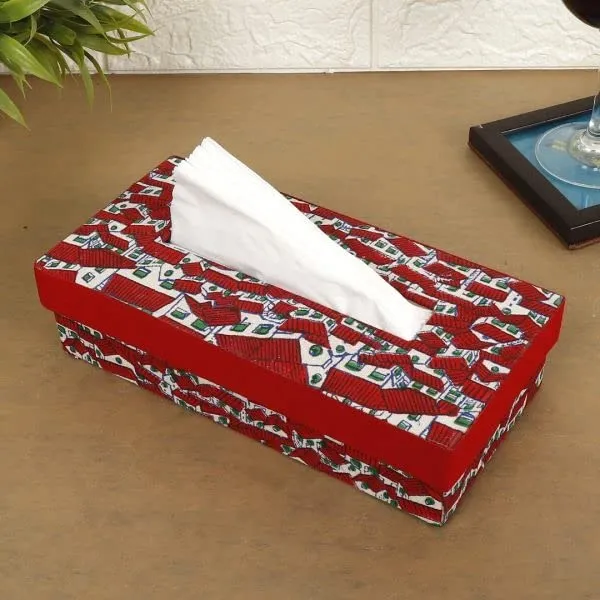 Indha_Handcrafted_Tissue_Paper_Holder_Box_|_Paper_Napkin_Holder_|_Tissue_Dispenser_Organizer_for_Car_Home_Hotel_Dinning_Table_(Huts_Print_Maroon)