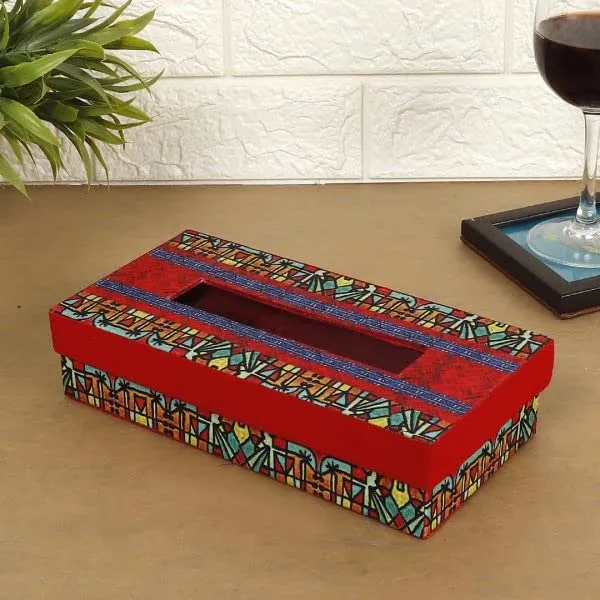 Indha_Handcrafted_Tissue_Paper_Holder_Box_|_Abstract_Art_Napkin_Dispenser_for_Car,_Home,_Office,_Hotel_|_Multicolour_Dupion_Silk_Organizer_|_Gift_Item