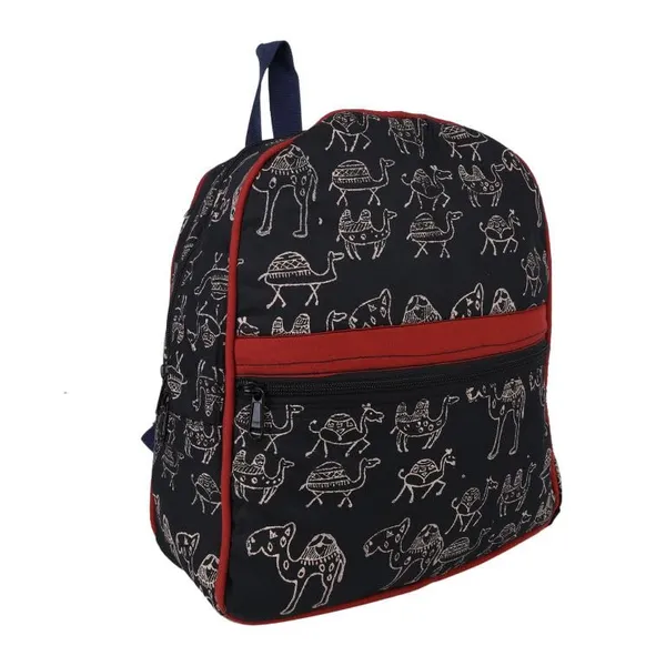 INDHA_Kids_Backpack_Bag_|_Handcrafted_Backpack_Bag_|_Backpack_Bag_For_Kids_|_kids_Picknic_Bag_|_(Camel_Block_Print)