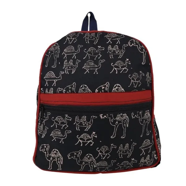 INDHA_Kids_Backpack_Bag_|_Handcrafted_Backpack_Bag_|_Backpack_Bag_For_Kids_|_kids_Picknic_Bag_|_(Camel_Block_Print)