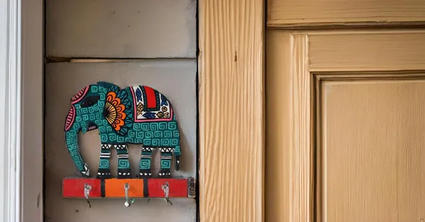 Multicolour_Key_Holder_Handpainted_Elephant_Shaped