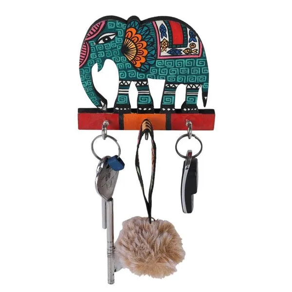 Multicolour_Key_Holder_Handpainted_Elephant_Shaped