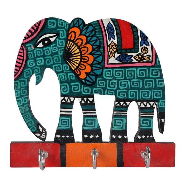 Multicolour_Key_Holder_Handpainted_Elephant_Shaped