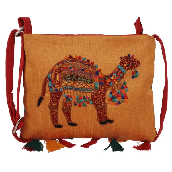 Multicolour_Camel_Embroidery_Sling_Bag