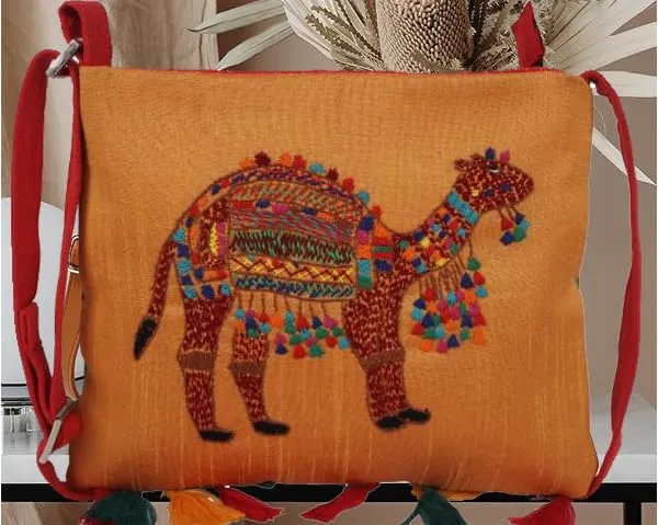 Multicolour_Camel_Embroidery_Sling_Bag