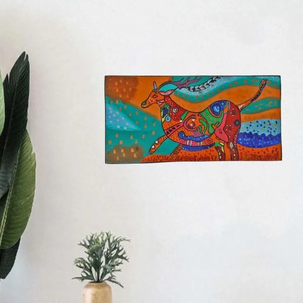 INDHA_Hand-Painted_Wall_Decor_|_Deer_Art_Print_for_Drawing_&_Living_Room_|_Sustainable_Small_Wall_Art_|_Multicolour_Swamp_Deer_Design