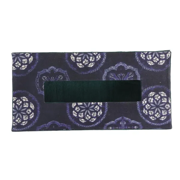 Indha_Tissue_Box_|_Handcrafted_Tissue_Box_Blue_&_Green_|_Navy_Blue_and_Green_Dupion_Silk_Tissue_Box_|_White_Floral_Mandala_Design_Motif_Digitally_Printed